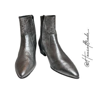 NEW EXTART & PANNO Metallic Silver Leather Boots